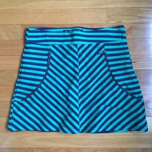 Navy and Green Striped Zara Mini Skirt